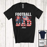 MacnyStore - Personalized Custom Name Football Dad, Proud 4th Of July USA Flag Sport, Patriotic Family T-Shirt