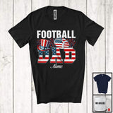 MacnyStore - Personalized Custom Name Football Dad, Proud 4th Of July USA Flag Sport, Patriotic Family T-Shirt