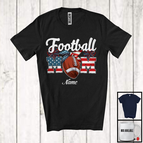 MacnyStore - Personalized Custom Name Football Mom, Proud 4th Of July USA Flag Headband, Patriotic Family T-Shirt
