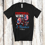 MacnyStore - Personalized Custom Name Football Wine Freedom; Joyful 4th of July Drinking Player; Patriotic T-Shirt