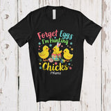 MacnyStore - Personalized Custom Name Forget Eggs I'm Hunting Chicks; Lovely Easter Three Chickens; Family T-Shirt