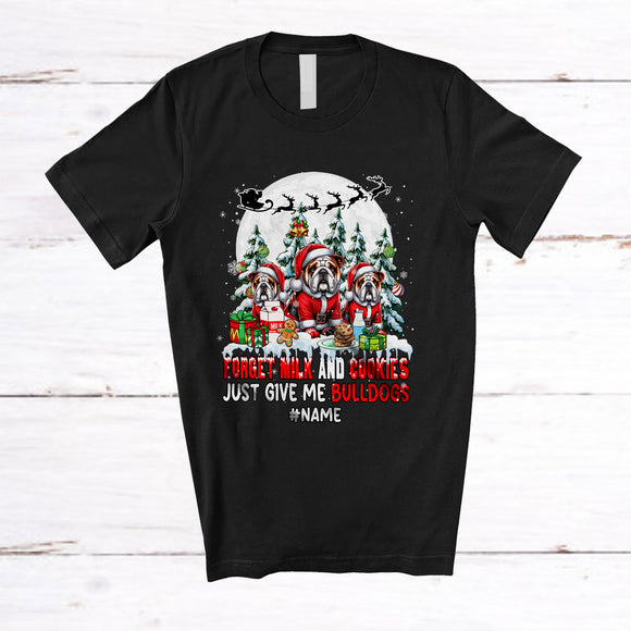 MacnyStore - Personalized Custom Name Forget Milk Give Me Bulldogs; Joyful Christmas Three Santa Family T-Shirt