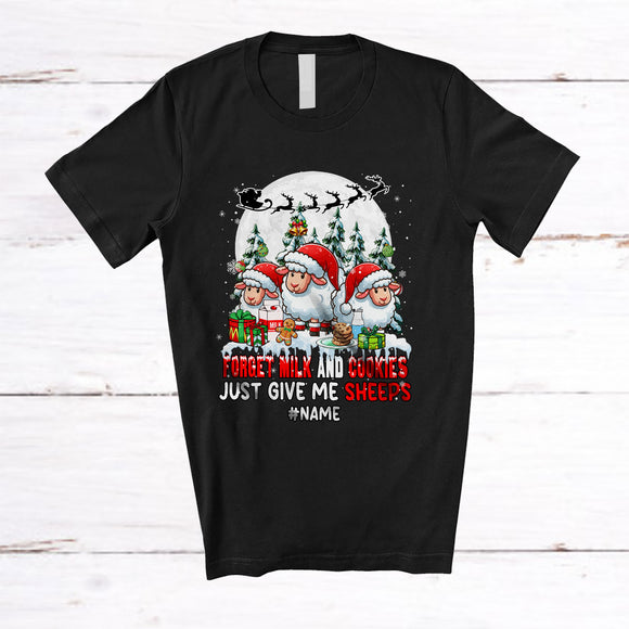 MacnyStore - Personalized Custom Name Forget Milk Give Me Sheeps; Joyful Christmas Three Santa Farmer T-Shirt