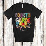 MacnyStore - Personalized Custom Name Fourth Grade; Lovely Back To School Teacher Leopard Coquette Pencil Bow T-Shirt