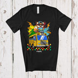 MacnyStore - Personalized Custom Name Fox On School Bus; Amusing Back To School Bus Driver Teacher T-Shirt