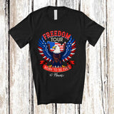 MacnyStore - Personalized Custom Name Freedom Tour Born To Be Free; Joyful 4th of July Eagle; Patriotic T-Shirt