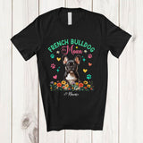 MacnyStore - Personalized Custom Name French Bulldog Mom; Amusing Mother's Day Flowers Paws; Family T-Shirt
