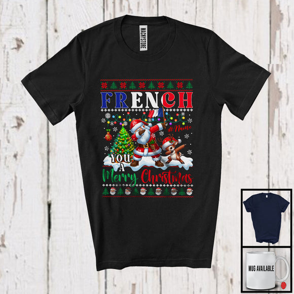 MacnyStore - Personalized Custom Name French You A Merry Christmas; Joyful Sweater Dabbing Santa; Family T-Shirt
