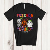 MacnyStore - Personalized Custom Name Friends Squad; Lovely Halloween Mummy Pumpkin Boo Cosplay T-Shirt