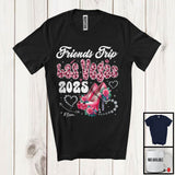 MacnyStore - Personalized Custom Name Friends Trip Las Vegas 2025; Awesome Vacation Pink Leopard High Heels T-Shirt