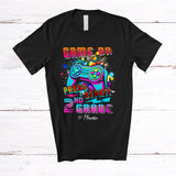 MacnyStore - Personalized Custom Name Game On Press Start 2nd Grade; Joyful First Day Of School Boys Gamer T-Shirt