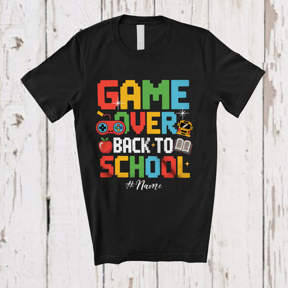 MacnyStore - Personalized Custom Name Game Over Back To School; Joyful Gaming Gamer; Students Teacher T-Shirt