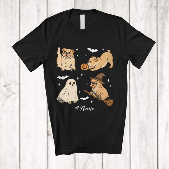 MacnyStore - Personalized Custom Name Ghost Boo Bulldog Workout Yoga; Lovely Halloween Fitness Family T-Shirt
