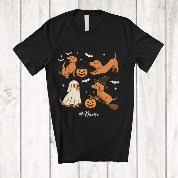 MacnyStore - Personalized Custom Name Ghost Boo Dachshund Workout Yoga; Lovely Halloween Fitness Family T-Shirt