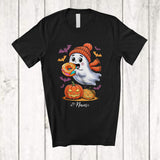 MacnyStore - Personalized Custom Name Ghost Boo Eating Donut; Joyful Halloween Costume Food Lover; Family T-Shirt