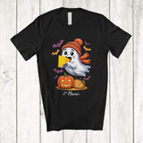 MacnyStore - Personalized Custom Name Ghost Boo Eating Nacho; Joyful Halloween Costume Food Lover; Family T-Shirt