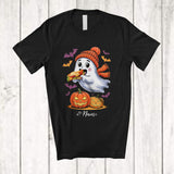 MacnyStore - Personalized Custom Name Ghost Boo Eating Sandwich; Joyful Halloween Costume Food Lover; Family T-Shirt