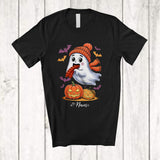 MacnyStore - Personalized Custom Name Ghost Boo Eating Sausage; Joyful Halloween Costume Food Lover; Family T-Shirt