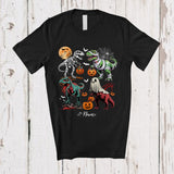 MacnyStore - Personalized Custom Name Ghost Zombie Mummy Skeleton T-Rex; Humorous Halloween Dinosaur T-Shirt