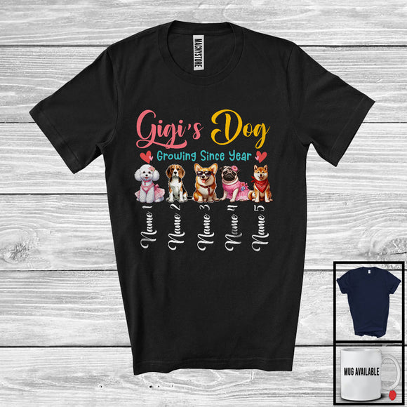 MacnyStore - Personalized Custom Name Gigi's Dog Growing Since Year, Lovely Mother's Day Dog Lover T-Shirt