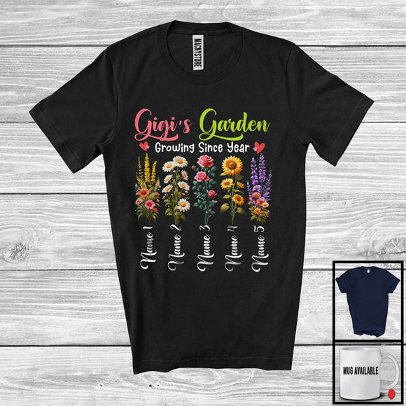 MacnyStore - Personalized Custom Name Gigi's Garden Growing Since Year, Lovely Mother's Day Sunflower T-Shirt