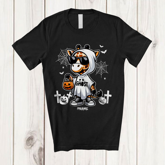 MacnyStore - Personalized Custom Name Giraffe Boo Ghost Cosplay; Lovely Halloween Giraffe Sunglasses; Family T-Shirt
