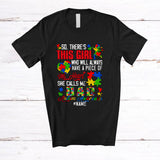 MacnyStore - Personalized Custom Name Girl Have A Piece Of My Heart Dad; Joyful Father's Day Autism Puzzle T-Shirt