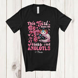 MacnyStore - Personalized Custom Name Girl Runs On Jesus And Axolotls; Lovely Mother's Day Wild Animals T-Shirt