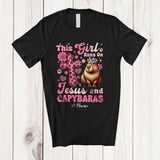 MacnyStore - Personalized Custom Name Girl Runs On Jesus And Capybaras; Lovely Mother's Day Wild Animals T-Shirt