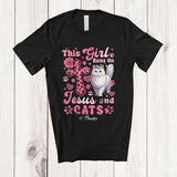 MacnyStore - Personalized Custom Name Girl Runs On Jesus And Cats; Lovely Mother's Day Animal Family T-Shirt