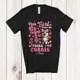 MacnyStore - Personalized Custom Name Girl Runs On Jesus And Corgis; Lovely Mother's Day Animal Family T-Shirt
