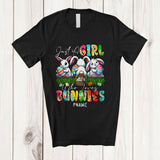 MacnyStore - Personalized Custom Name Girl Who Loves Bunnies; Amazing Easter Three Bunnies Carrot; Leopard T-Shirt