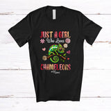 MacnyStore - Personalized Custom Name Girl Who Loves Chameleons; Floral Summer Flowers Chameleon Animal T-Shirt