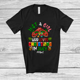 MacnyStore - Personalized Custom Name Girl Who Loves Christmas In July; Joyful Summer Vacation Flip Flops T-Shirt