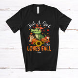 MacnyStore - Personalized Custom Name Girl Who Loves Fall; Lovely Thanksgiving Alligator Sunflower Pumpkin T-Shirt
