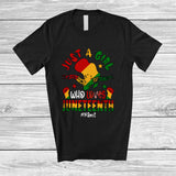 MacnyStore - Personalized Custom Name Girl Who Loves Juneteenth; Proud Afro Black African Maps Melanin T-Shirt