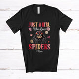 MacnyStore - Personalized Custom Name Girl Who Loves Spiders; Floral Summer Flowers Spider Animal Lover T-Shirt