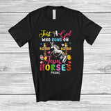MacnyStore - Personalized Custom Name Girl Who Runs On Jesus And Horses; Lovely Easter Horse Egg Hunt T-Shirt
