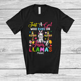 MacnyStore - Personalized Custom Name Girl Who Runs On Jesus And Llamas; Lovely Easter Llama Egg Hunt T-Shirt