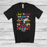 MacnyStore - Personalized Custom Name Girl Who Runs On Jesus And Pigeons; Lovely Easter Pigeon Egg Hunt T-Shirt