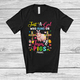 MacnyStore - Personalized Custom Name Girl Who Runs On Jesus And Pigs; Lovely Easter Pig Egg Hunt T-Shirt