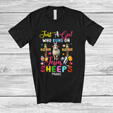 MacnyStore - Personalized Custom Name Girl Who Runs On Jesus And Sheeps; Lovely Easter Sheep Egg Hunt T-Shirt