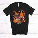MacnyStore - Personalized Custom Name Gnome With Pug; Lovely Thanksgiving Pug Owner; Fall Leaves T-Shirt