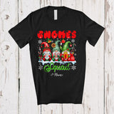 MacnyStore - Personalized Custom Name Gnomes Squad; Lovely Christmas Three Gnomes; Snow Family T-Shirt