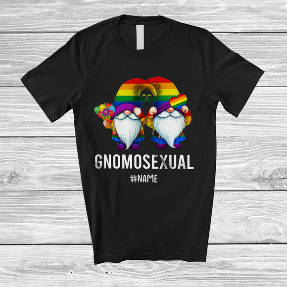 MacnyStore - Personalized Custom Name Gnomosexual; Adorable LGBTQ Pride Couple Gnomes Gay Rainbow T-Shirt