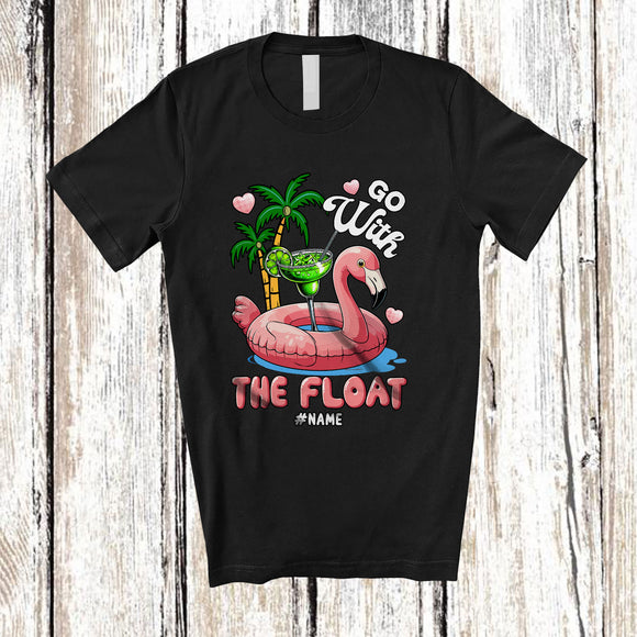 MacnyStore - Personalized Custom Name Go With The Float; Lovely Summer Vacation Flamingo Float Cocktail T-Shirt