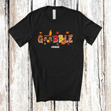 MacnyStore - Personalized Custom Name Gobble; Amusing Thanksgiving Squad Turkey Face Fall Leaves Pumpkin T-Shirt