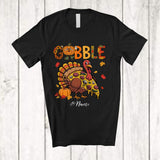MacnyStore - Personalized Custom Name Gobble; Humorous Thanksgiving Turkey Pizza Food Lover; Fall Family T-Shirt