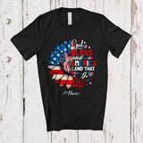 MacnyStore - Personalized Custom Name God Bless And America Land; Amazing 4th Of July Sunflower Patriotic T-Shirt