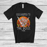 MacnyStore - Personalized Custom Name Goddaughter To The Bone; Scary Halloween Moon Skeleton Hand; Family T-Shirt